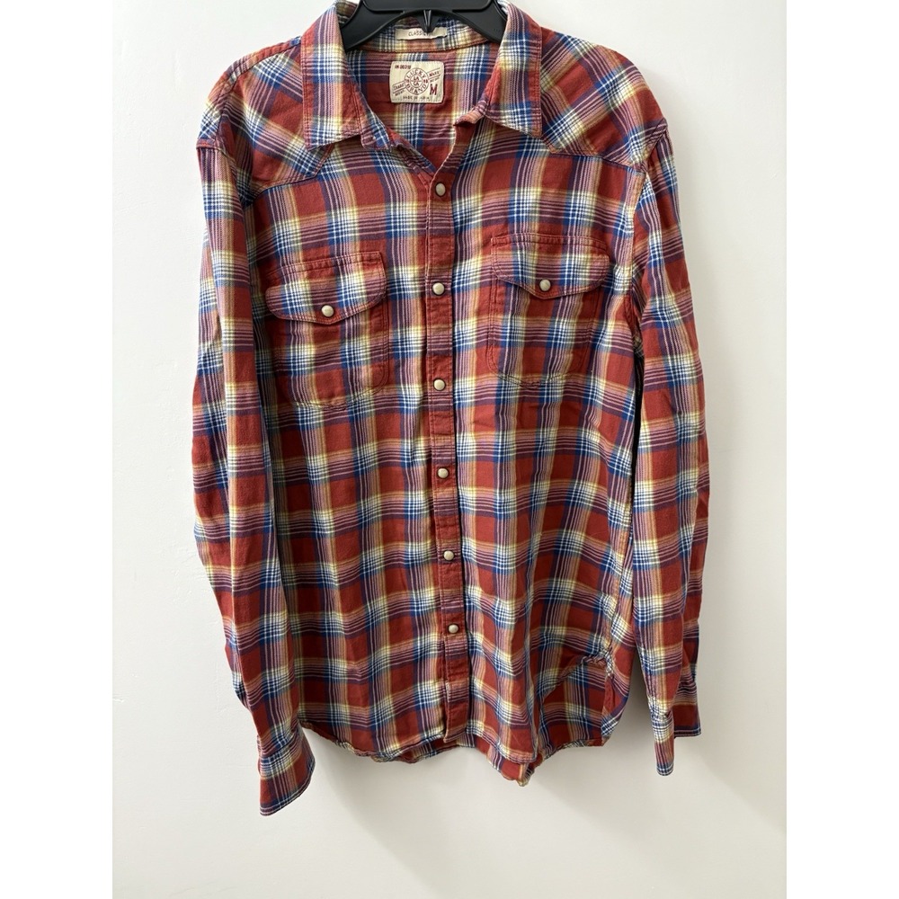 Lucky Brand Snap Button Up Women's‎ Med Western Classic Fit Red Plaid w/ Pockets - Picture 7 of 11